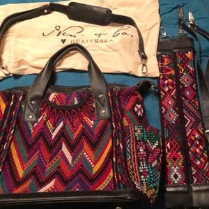 Nena & co blk leather bright geometric huipil cdb